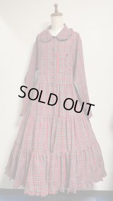 ロングティアードシャツワンピース【赤チェック】