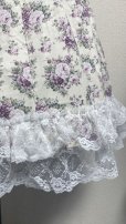 画像2: ハンドメイドギャザースカート【花柄・白系・57cm丈】 (2)