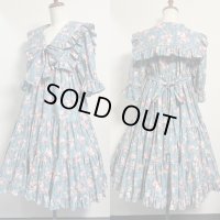 セーラーティアードワンピース（半袖）【花柄ミント】