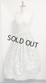 ギャザーSK【お茶会柄ミント系・71cm丈】