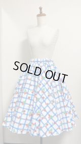 サーキュラーSK【いちご柄ブルー系・65cm丈】