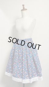 (4)ギャザーSK【チェリー柄紺系・55cm丈】