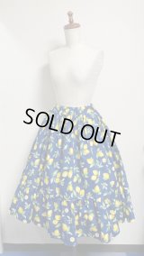 (12)2段ティアードSK【レモン柄紺系・65cm丈】