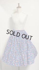 (9)2段ティアードSK【チェリー柄紺系・60cm丈】