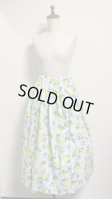 (3)ギャザーSK【レモン柄水色系・75cm丈】
