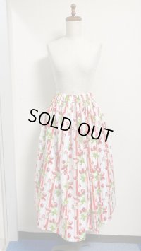 (7)ギャザーSK【イチゴ柄赤系・75cm丈】