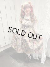デイリーシャーリングワンピース【本棚柄ライト色・98cm丈】