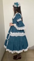 画像10: 円形ヘッドドレス【ブルーグリーン×白レース】
