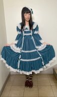 画像11: 円形ヘッドドレス【ブルーグリーン×白レース】