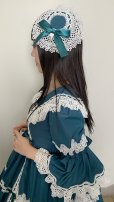 画像9: 円形ヘッドドレス【ブルーグリーン×白レース】
