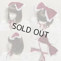 別珍リボンヘッドドレス【えんじ】