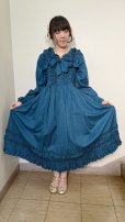画像20: 大衿フリルワンピース【ブルー・からみ生地】