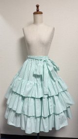 ミルフィーユフリルスカート（レギュラー丈65cm）【ミントストライプ】