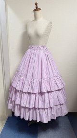 ミルフィーユフリルスカート（ミディアム丈80cm）【ラベンダーストライプ】