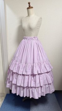 ミルフィーユフリルスカート（ミディアム丈80cm）【ラベンダーストライプ】