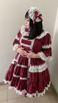 画像8: ノスタルジックプリンセスドレス【ボルドー×白レース・プラスサイズ】