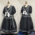画像1: ノスタルジックセーラーワンピース【プラスサイズ・黒・丈2種類】 (1)