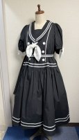 画像14: ノスタルジックセーラーワンピース【プラスサイズ・黒・丈2種類】