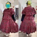 ティアードスカート【赤チェック・2サイズ展開】