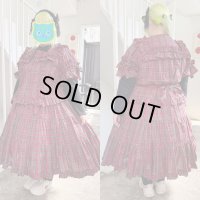 ティアードスカート【赤チェック・2サイズ展開】