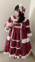 画像7: ノスタルジックプリンセスドレス【ボルドー×白レース・プラスサイズ】