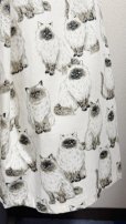 画像2: ハンドメイドギャザースカート【ねこ柄・65cm丈】 (2)