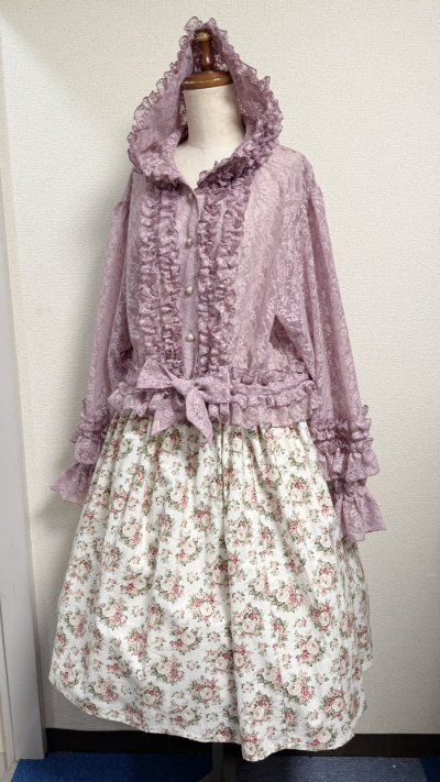 画像3: ハンドメイドギャザースカート【花柄・白系65cm丈】