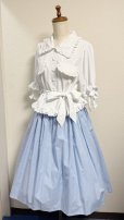 画像2: ハンドメイドギャザースカート【ギンガム・水色系65cm丈】 (2)