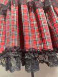 画像4: ハンドメイドギャザースカート【赤チェック×黒レース　55cm丈】