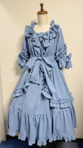 半袖シャーリングドレス【水色】