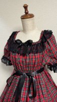 画像2: 4デイリーシャーリング3段ティアードワンピース【赤チェック・92cm丈】 (2)