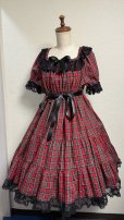画像1: 4デイリーシャーリング3段ティアードワンピース【赤チェック・92cm丈】 (1)
