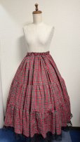 画像1: ハンドメイドギャザースカート【赤チェック・76cm丈】 (1)