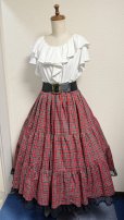 画像5: ハンドメイドギャザースカート【赤チェック・76cm丈】 (5)