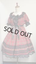 1デイリーシャーリングワンピース【赤チェック・88cm丈】