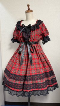 1デイリーシャーリングワンピース【赤チェック・88cm丈】