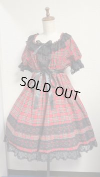 1デイリーシャーリングワンピース【赤チェック・88cm丈】