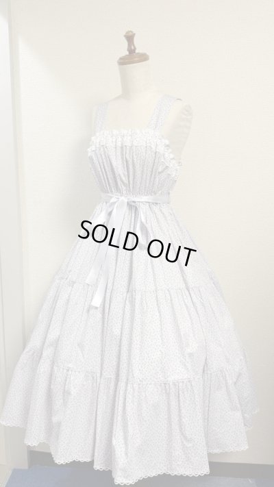 画像1: デイリーシャーリングジャンパースカート【小花柄・ラベンダー系・108c丈】