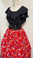 画像4: ハンドメイドギャザースカート【ロカビリー柄赤系・70cm丈】 (4)