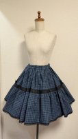 画像1: ハンドメイド2段ティアードスカート【緑チェック柄・49cm丈】 (1)