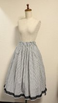 ハンドメイドギャザースカート【ストライプ柄黒白系・70cm丈】