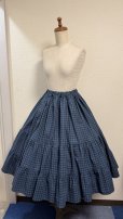 画像1: ハンドメイド3段ティアードスカート【緑チェック柄・67cm丈】 (1)