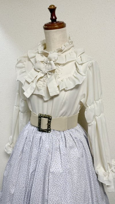 画像4: ハンドメイド2段ティアードスカート【小花柄ラベンダー系・70cm丈】