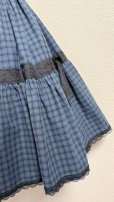 画像2: ハンドメイド2段ティアードスカート【緑チェック柄・49cm丈】 (2)
