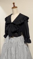 画像5: ハンドメイドギャザースカート【ストライプ柄黒白系・70cm丈】 (5)