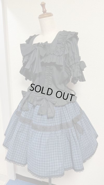 画像5: ハンドメイド2段ティアードスカート【緑チェック柄・49cm丈】