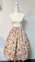画像1: ハンドメイドギャザースカート【ネコ柄ピンク系・70cm丈】 (1)