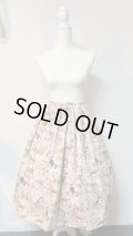 ハンドメイドギャザースカート【ネコ柄ピンク系・70cm丈】