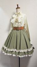 フリルサーキュラーミニスカート【カーキ無地×生成フリル・53cm丈】