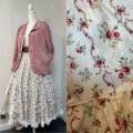 ハンドメイドギャザースカート【花柄白・83cm丈】